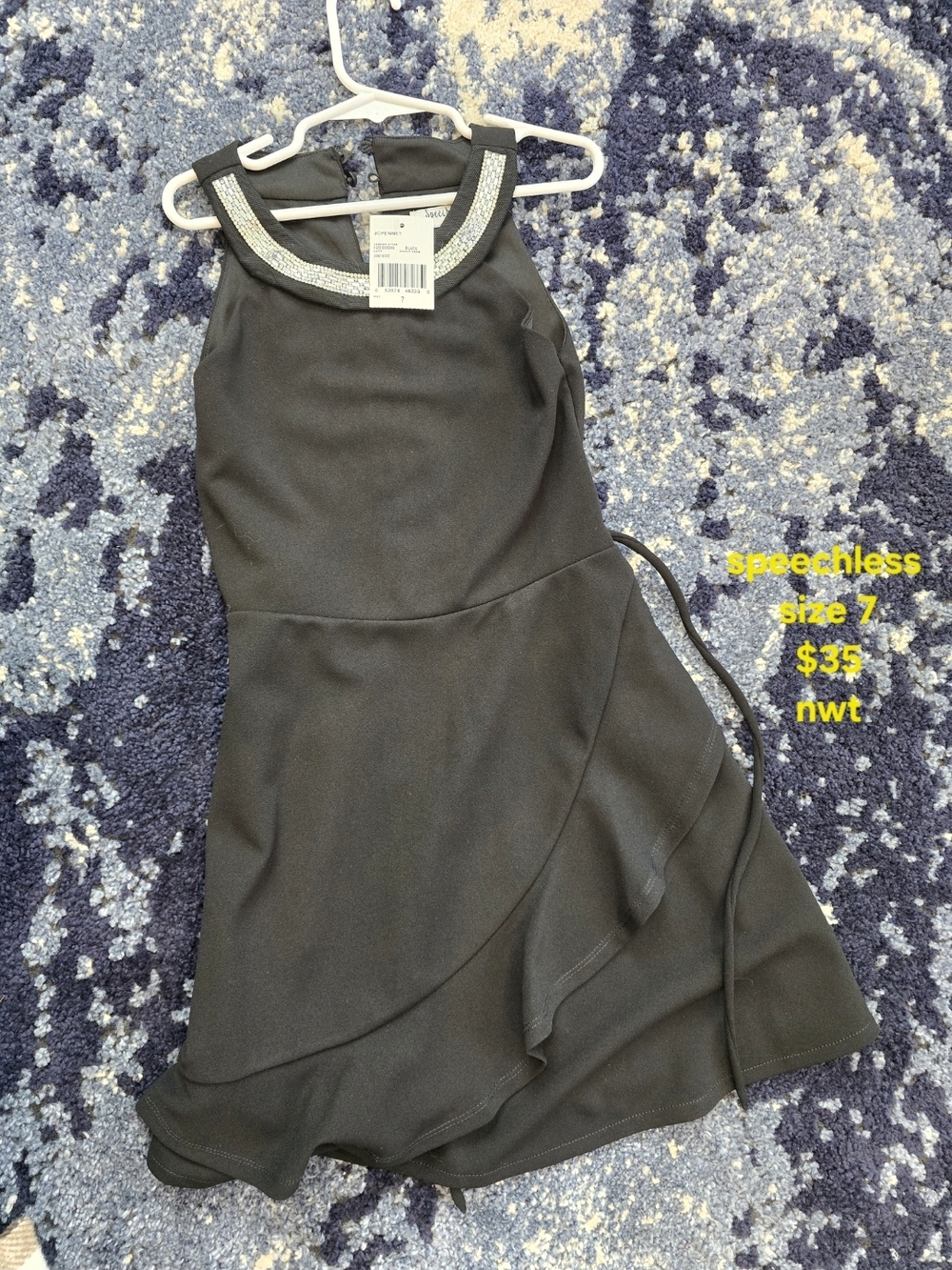 Speechless Black Girl's Formal Dress with Rhinestone Neckline